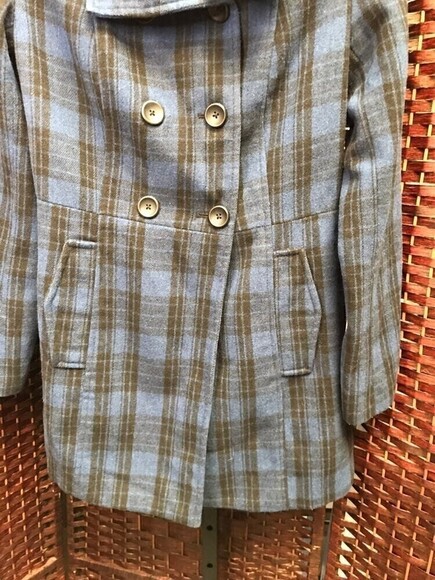 Old Navy Wool Blend Blue checkered Jacket Womens Medium - Picture 7 of 10